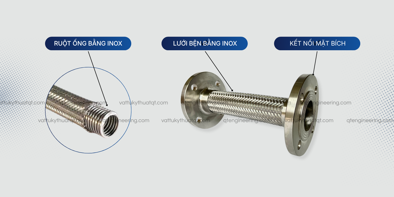 khớp nối mềm inox mặt bích