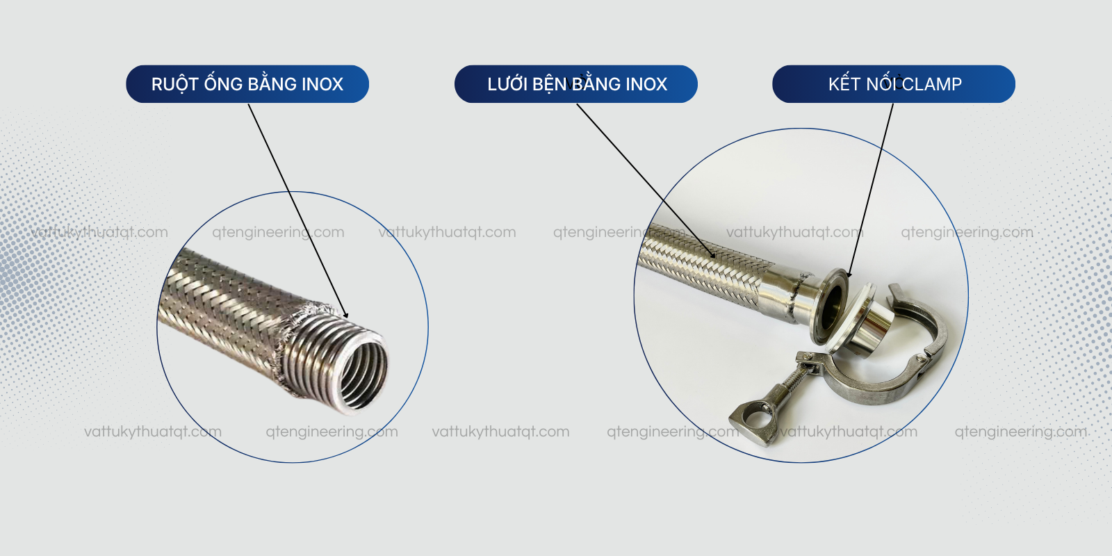khớp nối mềm inox 2 đầu clamp